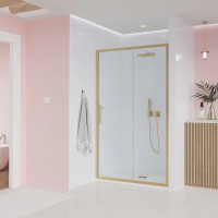 Душевая дверь раздвижная E1-G-150-01-C9 1500x1950 Цвет профиля Золото брашинг Стекло  Прозрачное Veconi
