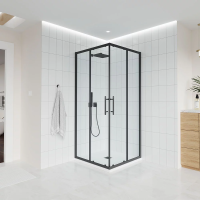 Душевой угол раздвижной E3-B-10080-01-C9 1000х800x1950 Цвет профиля Чёрный матовый Стекло  Прозрачное Veconi