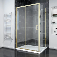 Душевой угол раздвижной прямоугольный RV055G-15080-01-C8 1500х800х1950 Цвет профиля Золото брашинг Стекло Прозрачное Veconi