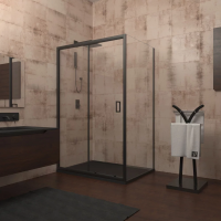 Душевой угол раздвижной прямоугольный RV046B-13590-01-C5 1350х900х1950 Цвет профиля Чёрный  Стекло Прозрачное Veconi