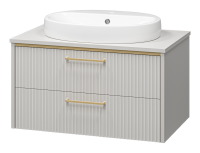 ELCHE - 80 Тумба подвесная с 2 ящ. сер.кашемир (эмаль) + раковина УТ000022432 Brevita
