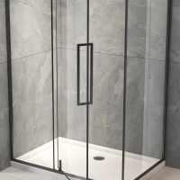 Душевой угол раздвижной прямоугольный RV033B-8090-01-C7 800х900х1950 Цвет профиля Чёрный матовый Стекло Прозрачное Veconi