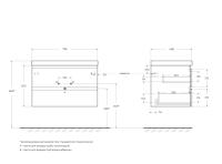 Тумба под раковину подвесная с двумя выкатными ящиками MOLVENO 80x50x50 Nero MOLVENO-80-2C-SO-NR CEZARES