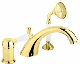 ELITE-BVDM-03-Bi Смеситель на борт ванной однорычажный с выдвижным душем и переключателем, исполнение золото, ручка белая  ELITE-BVDM-03/24-Bi Золото 24 карат ручка  Белая Cezares