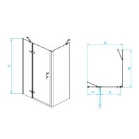 Душевой уголок RGW PA-77B L (PA-07B L + Z-050-2B) прямоугольный  100* 70*195 41087707-084L профиль Чёрный стекло Прозрачное(Принт) 6 мм RGW