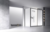 Душевой угол раздвижной прямоугольный RV060B-180100-01-C5 1800х1000х1950 Цвет профиля Чёрный Стекло Прозрачное Veconi