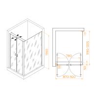 Душевой уголок RGW PA-144B (PA-104B + Z-050-2B + O-104B) прямоугольный   90*120*195 060814492-014 профиль Чёрный стекло Прозрачное 6 мм RGW