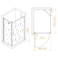 Душевой уголок RGW TN-43B (TN-03B + Z-050-2B + O-204B) прямоугольный   90*120*195 54934392-14 профиль Чёрный стекло Прозрачное 6 мм RGW
