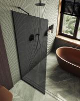 Душевая перегородка в профиле MaybahGlass 1950*690 Стекло 8 мм Графит   Профиль: Узкий, Цвет Черный MGD-705-6у