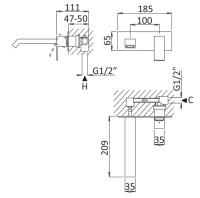 Смеситель для раковины однорычажный с донным клапаном  PORTA-BLI-SS Sunset ручка  Sunset Cezares